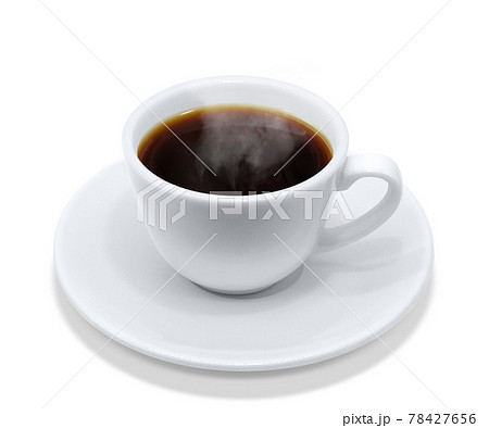 コーヒー 飲み物 イラスト 上から リアル ホット 湯気のイラスト素材