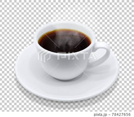 コーヒー 飲み物 イラスト 上から リアル ホット 湯気のイラスト素材