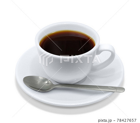 コーヒー 飲み物 イラスト 上から リアル ホット スプーンのイラスト素材