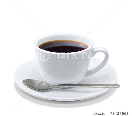 コーヒー 飲み物 イラスト リアル ホット スプーンのイラスト素材