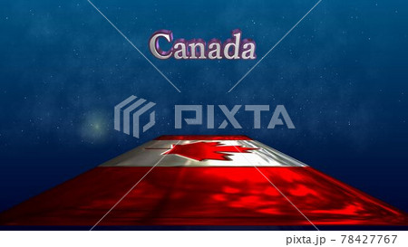 宇宙を飛行するCanadaの国旗とテキスト6-1-2 78427767