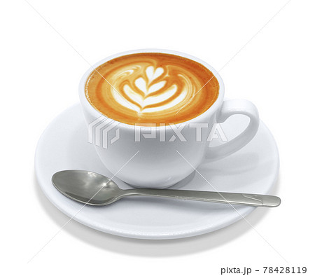 カフェラテ 飲み物 イラスト 上 リアル ホット スプーン 78428119