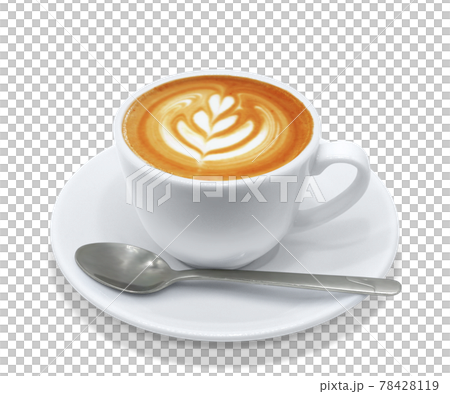カフェラテ 飲み物 イラスト 上 リアル ホット スプーン 78428119