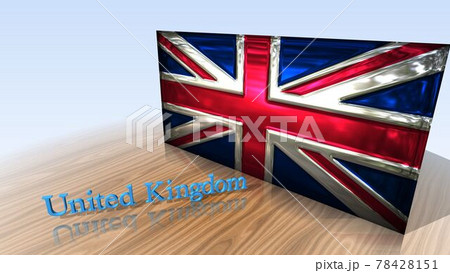 床に映るユニオンジャックとUnitedKingdomのテキスト4-2-3 78428151