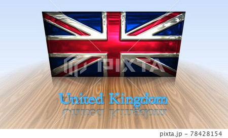 床に映るユニオンジャックとUnitedKingdomのテキスト4-2-2 78428154