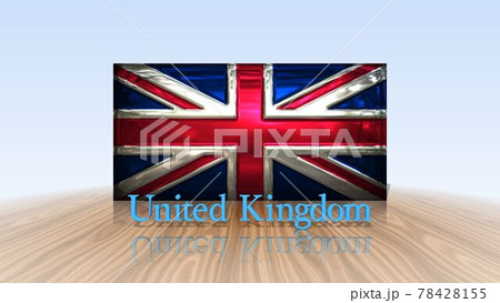 床に映るユニオンジャックとUnitedKingdomのテキスト4-1-2 78428155