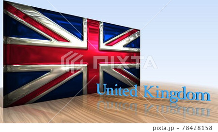 床に映るユニオンジャックとUnitedKingdomのテキスト4-1-1 78428158