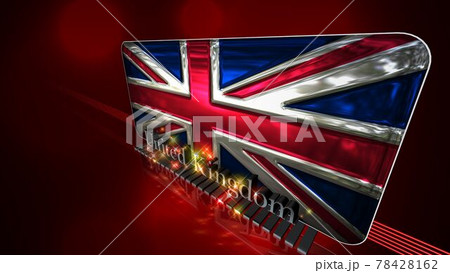 床に映るユニオンジャックとUnitedKingdomのテキスト3-2-3 78428162