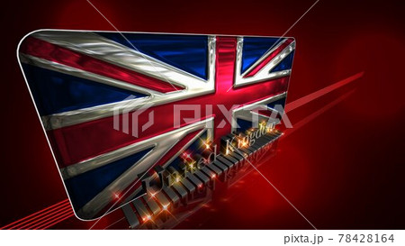 床に映るユニオンジャックとUnitedKingdomのテキスト3-2-1 78428164