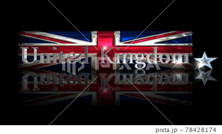 床に映るユニオンジャックとUnitedKingdomのテキスト2-1-2 78428174