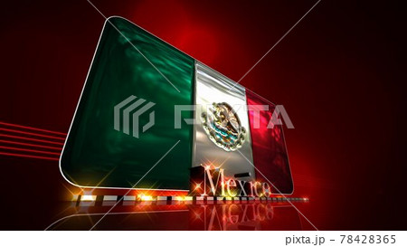 床に映るMexicoの国旗とテキスト3-3-1 78428365