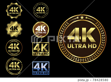 Golden 4k Ultra Hd Video Resolution Icon Logo のイラスト素材