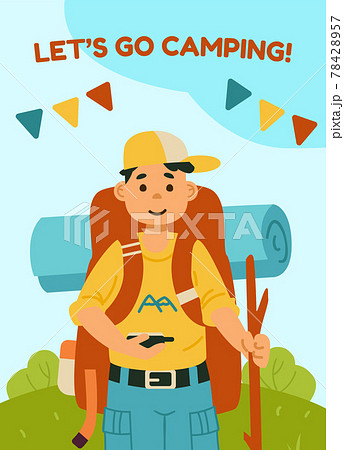 Kids Camping Advertising Banner Or Poster のイラスト素材 Kids Camping Advertising Banner Or Poster のイラスト素材