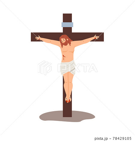 Jesus Christ crucifixion, colour flat vector... - Stock Illustration  [78429105] - PIXTA