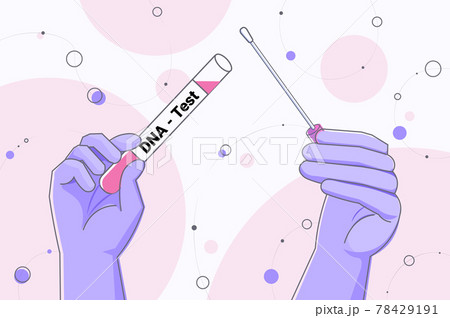 nurses hands holding buccal cotton swab and test tube ready to collect DNA from the cells genetic engineering 78429191
