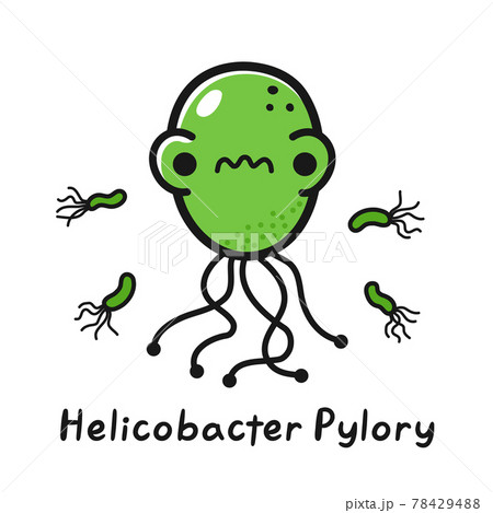 Angry Helicobacter Pylori Bacteria Vector Hand のイラスト素材