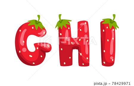 GHI Ripe Fresh Strawberry Alphabet Letters,...のイラスト素材 ...