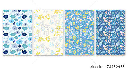 北欧風手書きタッチの花柄パターン背景のイラスト素材