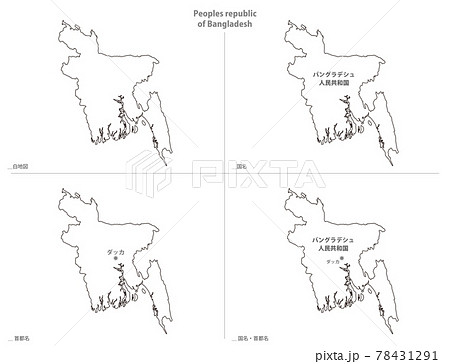 白地図 アジア バングラデシュ人民共和国のイラスト素材