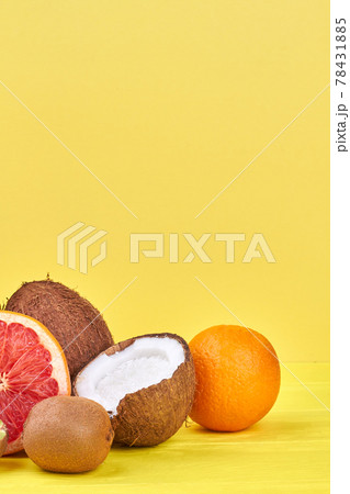 Ripe tropical fruits and copy space. 78431885
