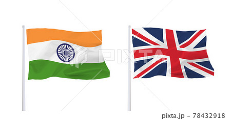 インドとイギリスの国旗のイラスト素材