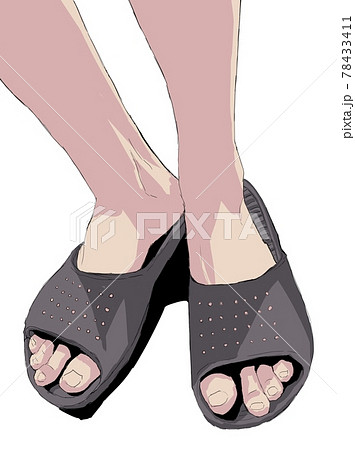 サンダルを履くリアルな足のカラフルイラスト1のイラスト素材
