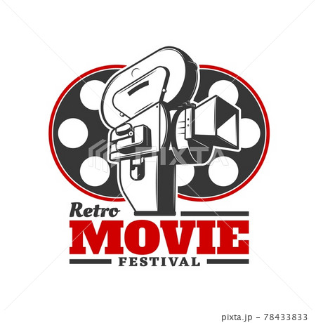 Retro movies festival, cinema event vector icon 78433833
