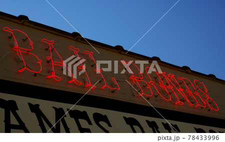 Vintage Neon Bail Bonds Sign on Building Front Vintage Neon Bail Bonds Sign on Building Front 78433996