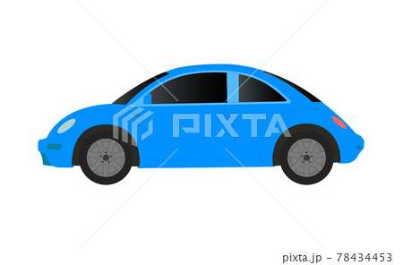 Blue female little car on a white background - Vector 78434453