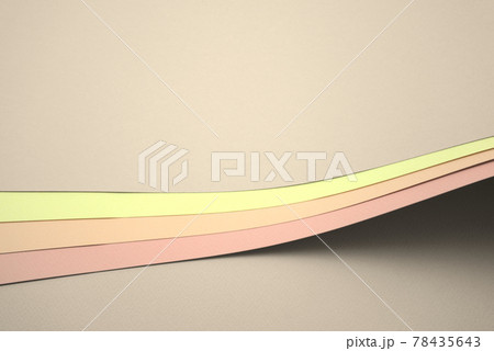 Neutral pastel, earth tone, gray curved colored blank papers texture abstract background. 78435643