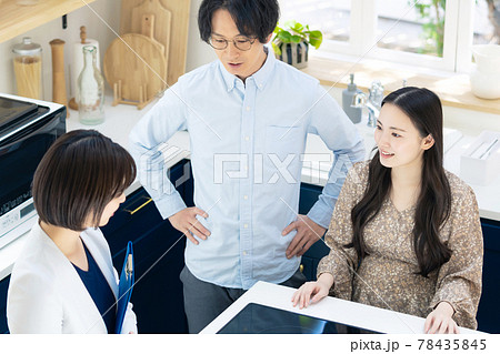 部屋を内覧するカップル　ハウスメーカー　モデルルーム 78435845