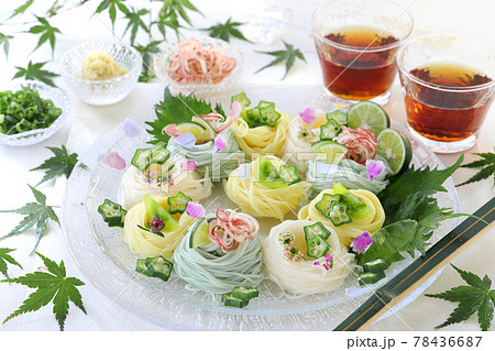 カラーそうめん　アレンジそうめん　ソーメンカナッペ　手まりそうめん 78436687