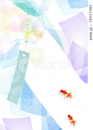 花火 暑中見舞い 金魚 背景 花火 暑中見舞い 金魚 背景 78437462