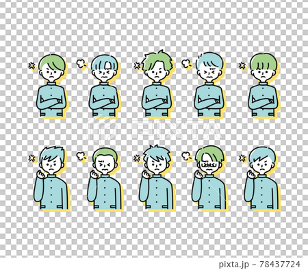 各種穿冬裝男學生的表情圖（上半身） 78437724