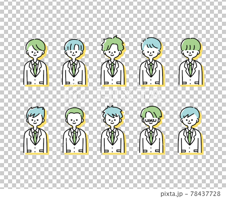 Illustrations of various male students in winter uniforms (upper body) 78437728