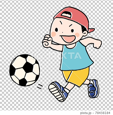 サッカーをする元気な男の子のイラストのイラスト素材
