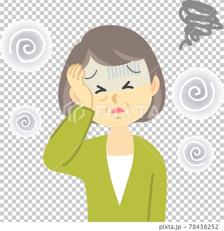 插圖素材:身體狀況不佳系列:頭痛頭暈眼花的老婦人 插圖素材:身體狀況不佳系列:頭痛頭暈眼花的老婦人 78438252