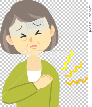 插圖素材:身體狀況不佳系列:患心髒病的老年婦女右手托著左胸 插圖素材:身體狀況不佳系列:患心髒病的老年婦女右手托著左胸 78438255