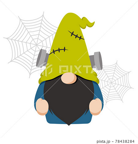 フランケンシュタインのモンスターの仮装をした北欧の小人のキャラクターのイラスト素材