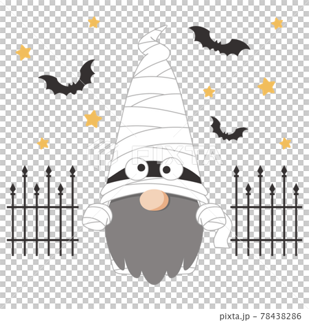 ハロウィンのミイラの仮装をした北欧の小人のキャラクターのイラスト素材 ハロウィンのミイラの仮装をした北欧の小人のキャラクターのイラスト素材