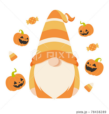 ハロウィン用の仮装をした北欧の小人のキャラクターのイラスト素材 7843
