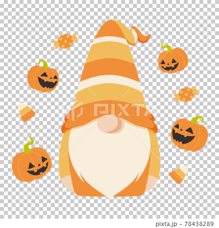 ハロウィン用の仮装をした北欧の小人のキャラクターのイラスト素材 7843
