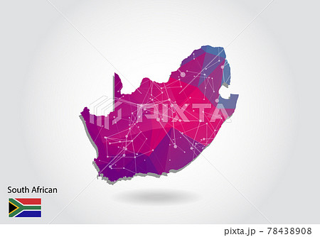 Vector polygonal south african map. Low poly design. map made of triangles on white background. geometric rumpled triangular low poly style gradient graphic, line dots, UI design. 78438908