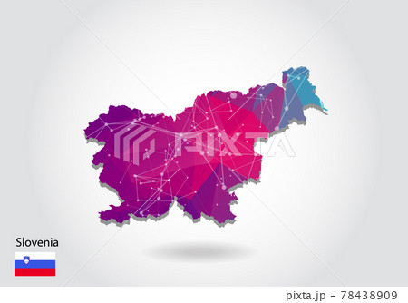 Vector polygonal Slovenia map. Low poly design. map made of triangles on white background. geometric rumpled triangular low poly style gradient graphic, line dots, UI design. 78438909