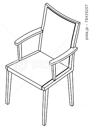 肘つき椅子の線画イラストのイラスト素材