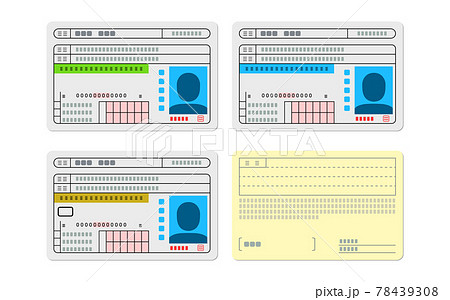 3種類の免許証のイラストと裏面 3種類の免許証のイラストと裏面 78439308
