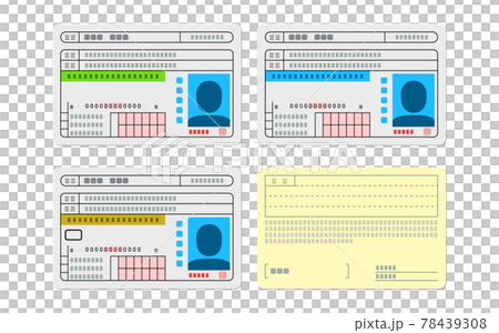 3種類の免許証のイラストと裏面 3種類の免許証のイラストと裏面 78439308