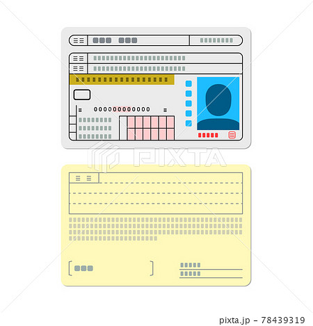 免許証の両面イラスト ゴールド のイラスト素材