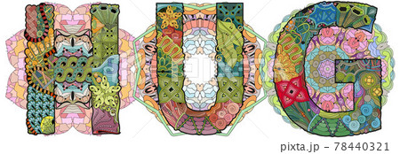 HUG with mandalas. Vector decorative zentangle object for decoration HUG with mandalas. Vector decorative zentangle object for decoration 78440321