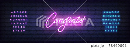 Congrats neon template. Glowing neon lettering Congratulations sign 78440891